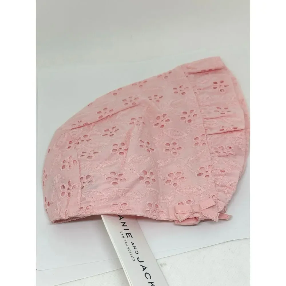 JANIE AND JACK Pink Floral Eyelet Lace Bonnet - Sz 12-28 Months Baby Toddler NWT